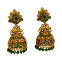 Stylish Antique Gold Plated Peacock Stone Jhumka