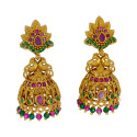 Stylish Antique Gold Plated Peacock Stone Jhumka