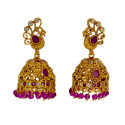 Trendy Antique Gold Plated Peacock Stone Jhumka