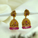Trendy Antique Gold Plated Peacock Stone Jhumka