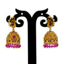 Trendy Antique Gold Plated Peacock Stone Jhumka