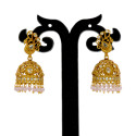 Trendy Antique Gold Plated Peacock Stone Jhumka