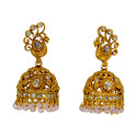 Trendy Antique Gold Plated Peacock Stone Jhumka