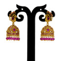 Trendy Antique Gold Plated Peacock Stone Jhumka