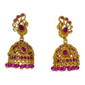 Trendy Antique Gold Plated Peacock Stone Jhumka