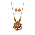 Ethnic Matte Finish Peacock Lakshmi Pendant Necklace Set