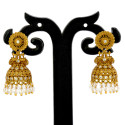 Traditional Antique Gold Plated Floral Jhumka Earrings