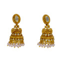 Small Antique Gold Plated Stone Jhumka For Girls
