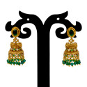 Small Antique Gold Plated Stone Jhumka For Girls