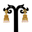 Small Antique Gold Plated Stone Jhumka For Girls