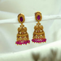 Small Antique Gold Plated Stone Jhumka For Girls