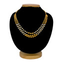 Dashing Gold Plated Triple Layer Pearl Necklace
