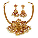 Exquisite Antique Gold Plated Lakshmi Kemp Choker Set