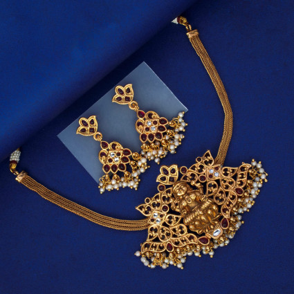 Exquisite Antique Gold Plated Lakshmi Kemp Choker Set