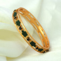 Traditional Gold Plated Green Enamel Nagapadam Style Bangle
