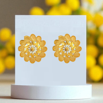 Elegant Gold Plated Floral Designer Big Stud Earrings