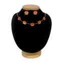 Lotus Design Matte Gold-Plated Curb Chain Necklace Set