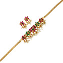 Antique Gold Plated Floral Kemp Stones Choker Set
