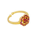 Appealing Gold Plated Floral Stone Adjustable Finger Ring