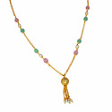 Gold Plated Crystal Beads Pearl Tassel Pendant Chain