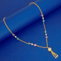 Stunning Gold Plated Pastel Beads CZ Pendant Chain