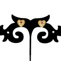 Gold Plated Heart Shaped Ruby CZ Stone Stud Earrings