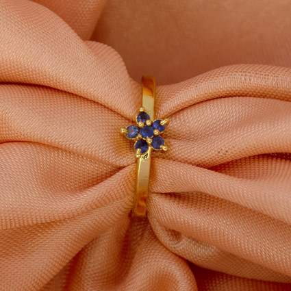 Dazzling Gold Plated Adjustable Floral Stone Finger Ring