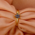 Dazzling Gold Plated Adjustable Floral Stone Finger Ring