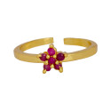Dazzling Gold Plated Adjustable Floral Stone Finger Ring