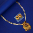 Classy Kemp Stone Pendant Triple Layer Pearl Chain Set
