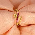 Gleaming Gold Plated Adjustable Ruby Heart Ring
