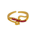 Gleaming Gold Plated Adjustable Ruby Heart Ring