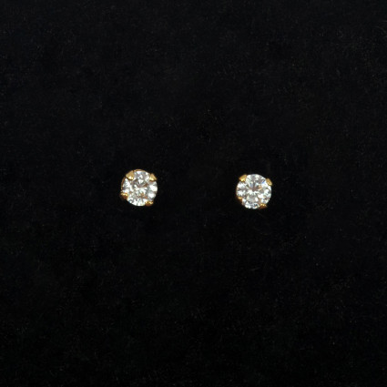 Gold Plated CZ Solitaire Second Stud Earrings