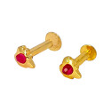 Gold Plated Elegant Design Ruby Nose/Second Studs