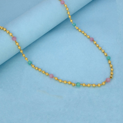 Elegant Gold Plated Designer Ball Chain with Pastel Beads