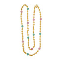 Elegant Gold Plated Designer Ball Chain with Pastel Beads