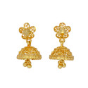 Small Gold Plated Floral Filigree Jhumka Earrings