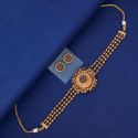 Triple Layer Antique Kemp Stone Choker Set