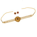 Triple Layer Antique Kemp Stone Choker Set