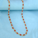 Gold Plated Red Coral And Pearl Chain
