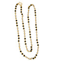 Classy Gold Plated Black Crystal Pearl Mala