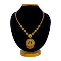 Antique Floral Semi-precious Stone Lakshmi Pendant Necklace
