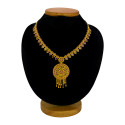 Antique Gold-Plated Ruby Circular Pendant Necklace