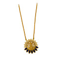 Antique Gold-Plated Blue Sapphire Lakshmi Necklace