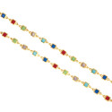 Gold-Plated Square-Cut Multicolour Stone Anklet