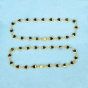 Heart Design Gold Plated Black Stone Anklets