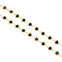 Gold-Plated Black CZ Heart Link Anklet