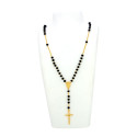 Religious Black Crystal Rosary Cross Chain