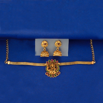 Antique Gold-plated Lakshmi Kemp Necklace Set