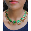 Blooming Matte Gold Plated Lotus Ghunghroo Necklace Set